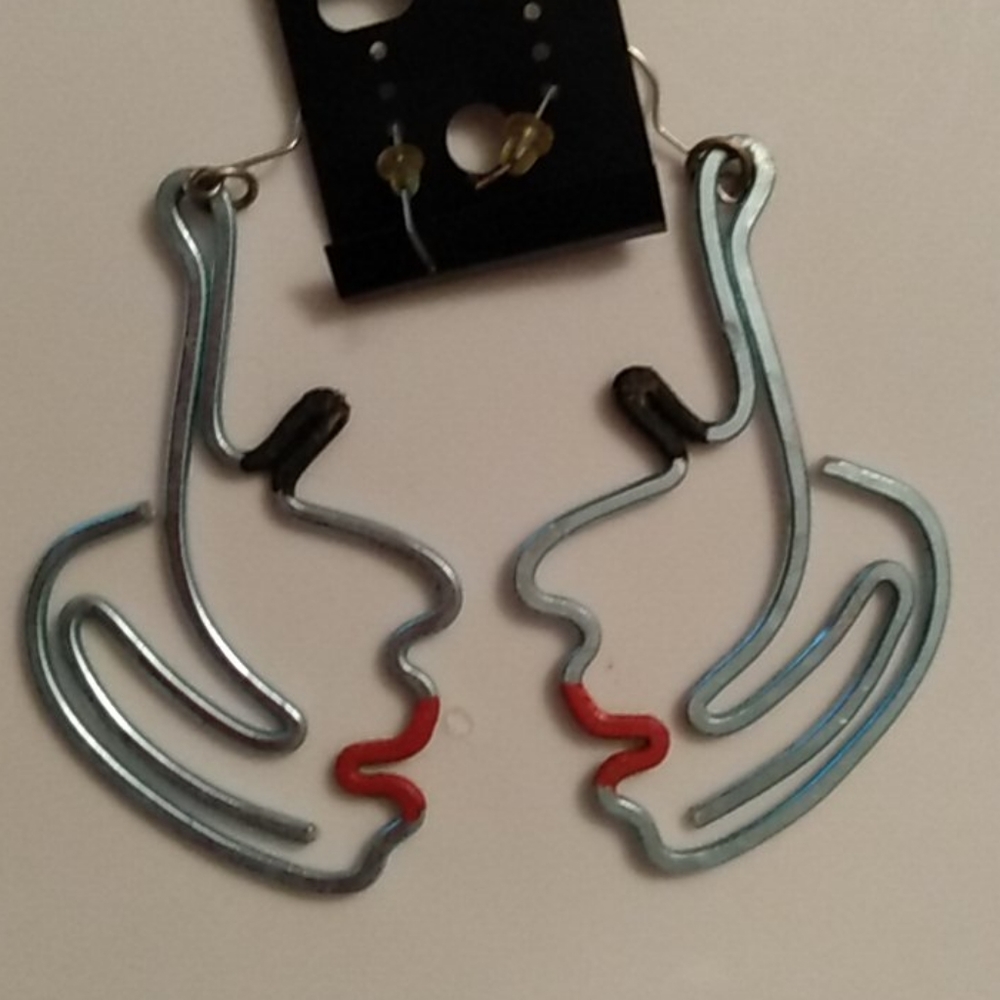 Turquoise Blue Lady Face Earrings